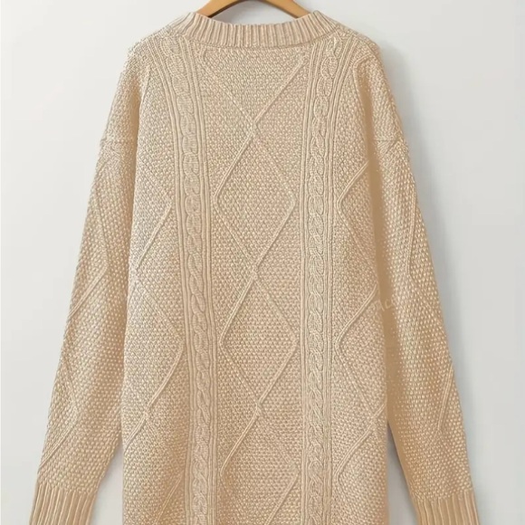 Cozy Cable Knit Sweater Dress - Cream - Picture 3 of 5